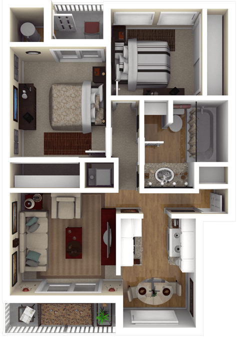 Floor plan for 2 beds, 1 bath, 800 sqft